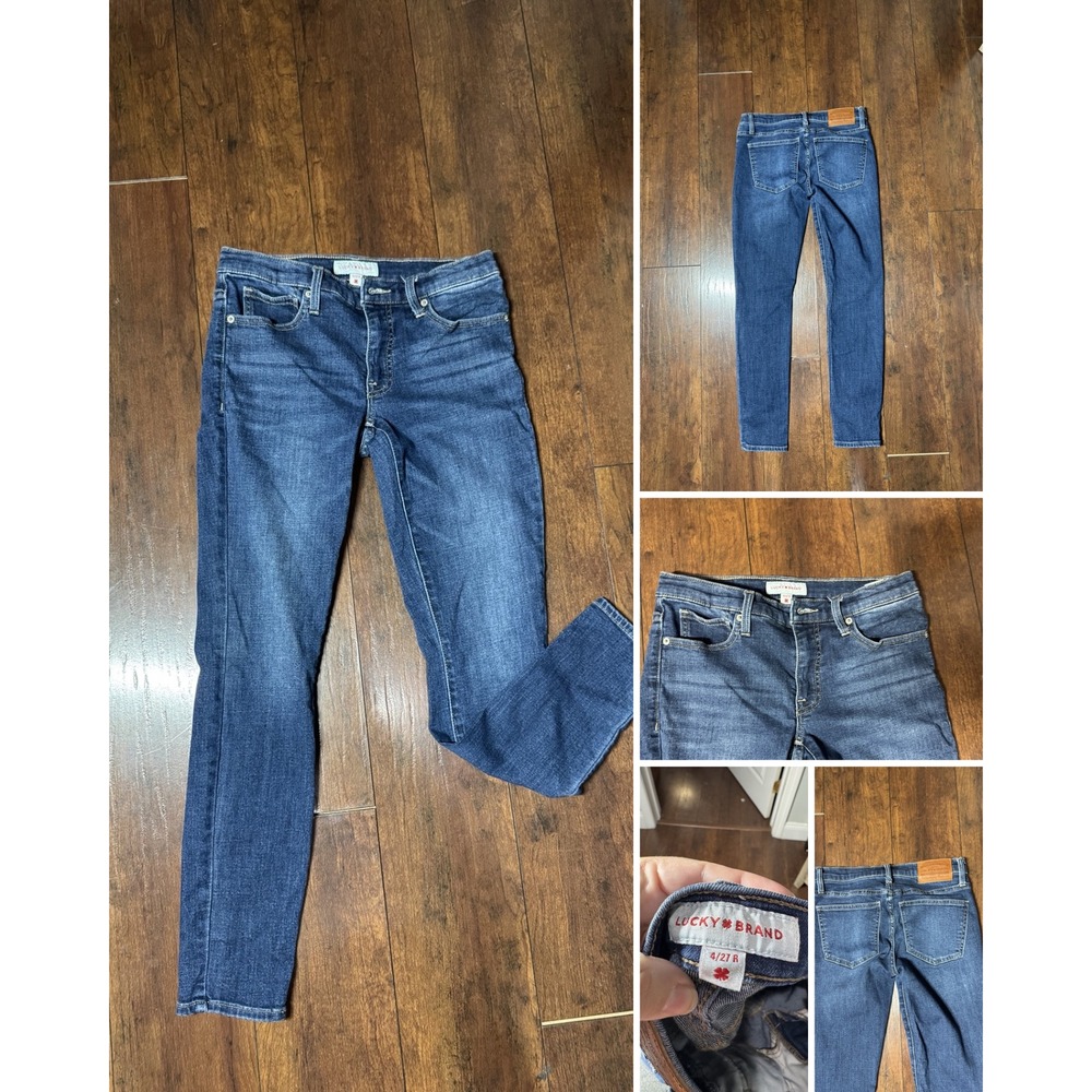 Lucky Brand Skinny Jeans 4/27 R Blue Excellent Mid Rise Stretch Denim